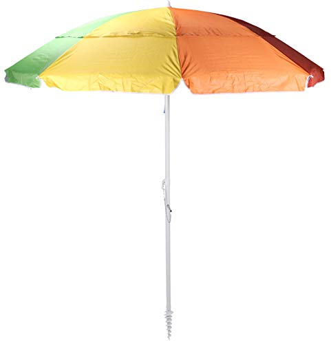Spetebo Sonnenschirm bunt 220 cm inkl. Bodenhülse - 50+ UV Schutz - Strandschirm Gartenschirm Schirm mit Knickgelenk