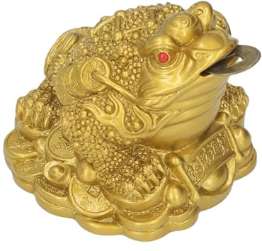 Sapo de dinero, Lucky Money Frog, Feng Shui Toad, Feng Shui Money Frog Coin, Rana de la riqueza de 3 patas, Estatua de la cuenca del tesoro, Atrae la riqueza, la buena suerte( S 6*6*5mm)
