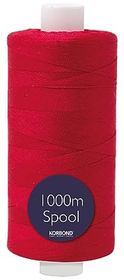Korbond Sewing Thread - 1000m Polyester Coated Red Thread – Sewing, Stitching and Quilting (110914)……