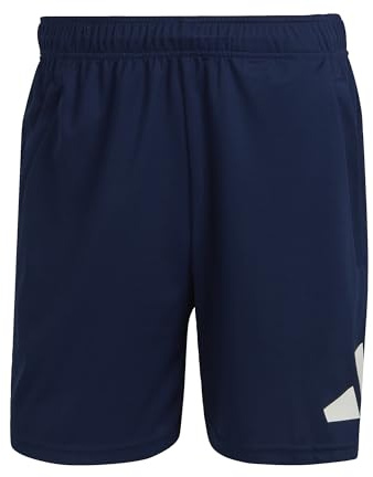 adidas Men's Train Essentials Logo Training Shorts, Dark Blue/White, L 9 inch