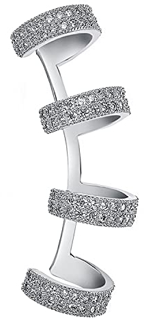 Vogem Ear Cuffs Silber Clip Ohrringe Damen Zirkonia Knorpel Ohrklemme Ohrclips CZ Pflastern Ohne Ohrlöcher Ohrringe