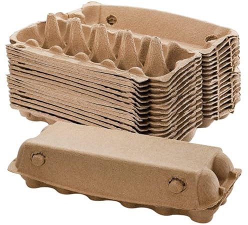Stockage des œufs, Boite Oeuf,Cartons à œufs 20 pièces boîtes à œufs biodégradables en fibres de pulpe plateau à œufs Anti-Collision à 12 cellules Cartons à œufs en carton jetables empilables
