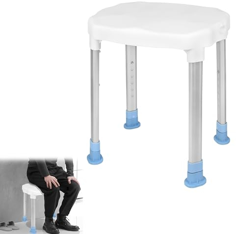 Suusolny Duschhocker Badhocker Duschstuhl Höhenanpassbar 41-53,5cm rutschfest Duschhilfe Duschsitz Badestuhl für Senioren Schwangere bis 150KG