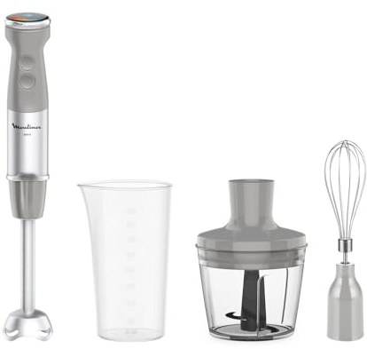 Moulinex Quickchef+, Frullatore a Immersione, Tecnologia con Lame Powelix, 1000 W, Modalità Silenziosa, 20 Velocità, Modalità Turbo, DD673B