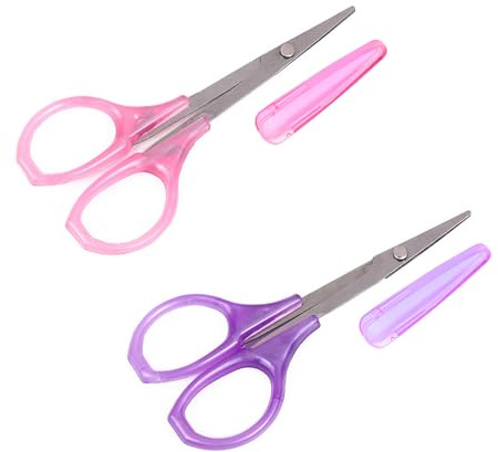 2 Pcs Small Craft Scissors - Straight, Sharp, Purple & Pink for Embroidery, Quilting, Paper & Fabric Cutting
