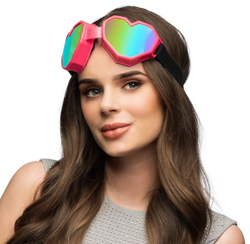 Boland - Lunettes de ski Festilove, verres holographiques, accessoires de déguisement pour le carnaval et les fêtes à thème, lunettes de fête, Rose