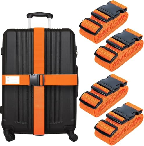 CAKKVDE 4 PCS 5x200CM/2x78IN Luggage Straps for Suitcase