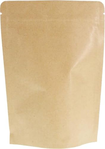 SumDirect Kraft Stand Up Pouches - 100 Pack Self-Sealing Zipper Food Storage Reusable Bags with Foil Lined for Home or Business (5X7 Inch,100PCS)