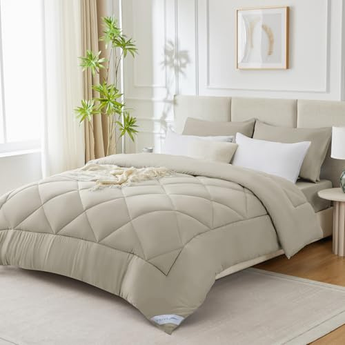 WAVVE Edredón Cama 80 Invierno - Relleno Nórdico 155x220 cm de 450 gr/m² para Cama 80/90x190, Fibra Suave y Transpirable, Beige
