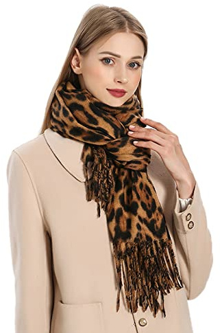 Générique Echarpes et Foulards Femme Chic,Foulard Leopard Légère et Doux,Écharpe Mode Léopard Animal Motif,Chale Femme Élégant Hiver Chaud pour un usage quotidien