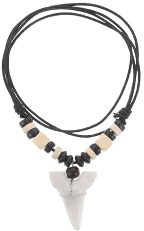 Toyvian Collier de surfeur avec pendentif dent de requin, collier de perles en bois bohème pour homme et femme, bijou ethnique vintage, réglable, accessoire de plage, idée cadeau pour adolescents