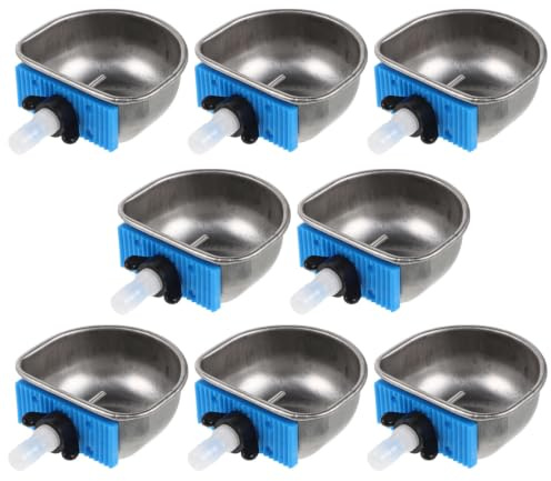SKISUNO 8pcs Automatic Rabbit Water Dispenser with Stainless Steel Nipple Drinkers Gravity-powered Small Animal Waterer Bowls for Hanging Cage Stable Non-spill Pet Water Feeder for Rabbits