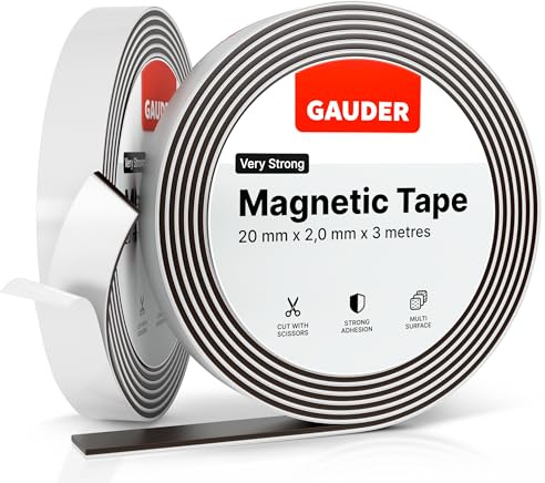 GAUDER Bande magnétique, mousse adhésive, aimant autocollant (3 m x 20 mm)