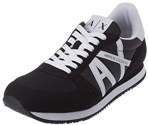 Armani Exchange Herren Rio Side Logo Sneaker, Schwarz Weiß, 46 EU