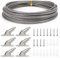 Huayue 1 Pezzo Cavo in Acciaio Inossidabile Kit, 10M Kit Fune Acciaio Cavetto PVC con Rivetti in Ferro di Attività+Viti + Tappi per Tubo di Espansione, Appendere Vestiti Foto Lampade a Sospensione