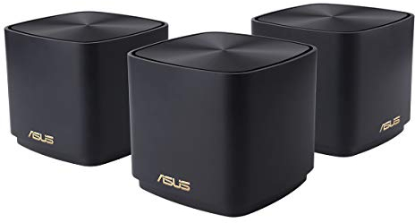 ASUS Ai Mesh AX-WLAN System ZenWiFi XD4 Schwarz (3in1 Mesh Zugangspunkte-Set, AX1800 WiFi 6, 2x Gigabit LAN, App Steuerung, unterbrechungsfreies Roaming, AiProtection)