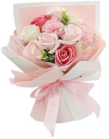 perfk Regalo de Decoración de Flores de Ramo de Jabón de Clavel para El Día de La Madre de San Valentín - Rosa B, Individual