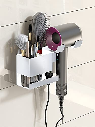 Hosoncovy Metall Haartrockner Wandhalterung Haartrockner Wandhalter Toilettenartikel Wandspeicher Elektrorasierer Wandhalterung für Dyson Supersonic Haartrockner, Universal für Haartrockner (Weiß)