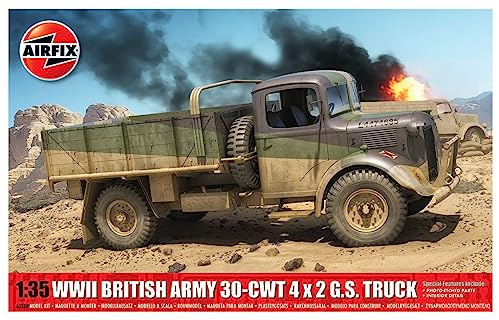 Airfix Model Set - A1380 WWII British Army 30-cwt 4x2 GS Truck Model Kit - Plastic Motor Vehicle Model Building Kit for Adults & Children 8+, Set Includes Sprues & Decals - 1:35 Scale Model