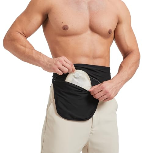 DERAYMI Cinturón De Ostomía Negro para Deportes, Cinturón De Estoma para Hombres Y Mujeres, Bolsa De Ostomía Accesorios para Estoma, Correa Ajustable, Negro, Talla XXL