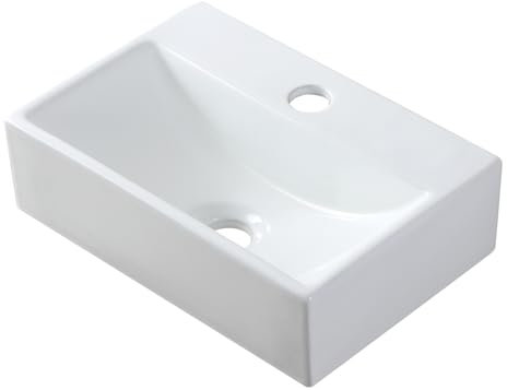 Small Sink Cloakroom Basin 360 x 245 x 105mm (WxDxH) - Wall Mounted Sink - Rectangular Countertop Basin
