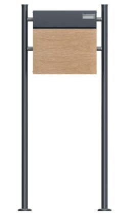 SCHARTEC HolzDesign SBS-SPB-6 Boîte aux lettres sur pied avec compartiment à journaux Anthracite