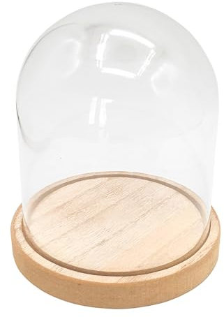 MÉGACRÉA Cloche Acrylique et Socle en Bois 11,5 x 13 cm