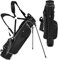 FANTASK Golfbag, Golf Stand Bag mit Standfüßen, Regenhaube & 4-facher Unterteilung, tragbare Pencil Bag mit Kopfteil & Tragegurt, Schwarz
