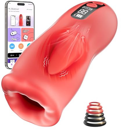 Masturbtore per Uomini Sex Toys - Masturvatore Sexytoysys Uomo con 9 Vibrazioni Della Lingua e 3 Modalità di Suzione, Masturbatore Maschile Vagina Gay Toy Sessuali per Pene, APP Giocattoli per Adulti