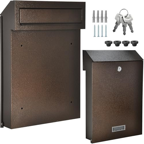 Buzón para vallas, buzón de puerta, color marrón, bronce antiguo, C4, extracción trasera, valla doble