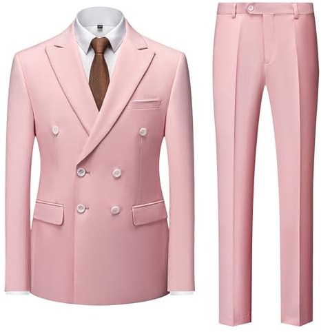 Generisch Ensemble de costume à double boutonnage pour homme - Élégant ensemble de costume d'affaires pour mariages, fêtes et occasions formelles avec plusieurs options de couleur, M-5XL (L)
