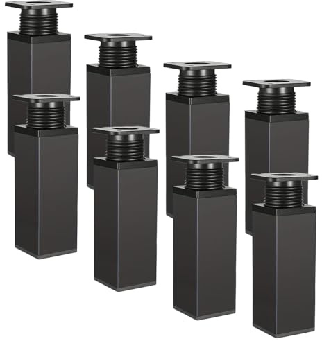 Calenxy 8 patas para muebles ajustables de 6 cm de alto, patas de metal negro para muebles, altura regulable, carga pesada, 30 kg, patas para muebles, patas de armario con tornillos para sofá