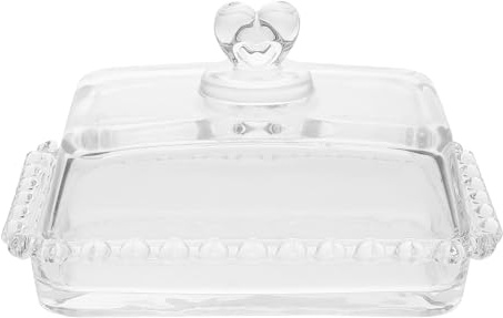Toyvian Mantequillera de Vidrio con Tapa Transparente Diseño Elegante para Mantequilla Casa Recipiente Anti-polvo para Cocina y Mesa