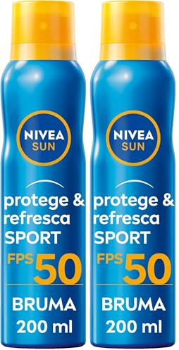 NIVEA SUN Protege & Refresca Spray Bruma Solar FP50 (1 x 200 ml), protector solar en spray transparente, bruma refrescante y resistente al agua (El empaque puede variar) (Paquete de 2)