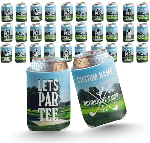 Custom Bachelor Party Can Cooler- Lets Par Tee - Golfing Bachelor Party Can Coolers - Set of 10