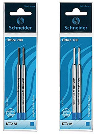 Schneider 50-77231 Kugelschreiber-Minen 708, System Parker, blau (2 x 2er Pack)