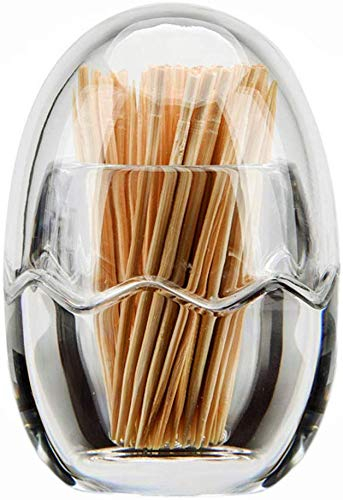 Zahnstocherhalter Kristall Zahnstocher Spender Eimer Kunststoff Zahnstocher Box eiförmige Zahnstocher Box Tasche Tasche Restaurant Küche Gadget Schreibtisch Aufbewahrungsbox (ohne Zahnstocher)