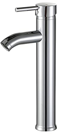 SOLVEX Robinet Salle de Bain, Mitigeur Lavabo, Robinet Haut pour Vasque Salle de Bain, Corps en Acier Inoxydable, Finition Chromée, Équipé de Deux Flexibles (Eau Chaude et Eau Froide), SF-11801