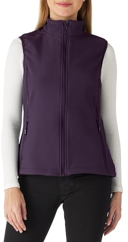Outdoor Ventures Softshell väst dam ärmlös jacka löpväst lätt vindtät varm fleeceväst ståkrage sport golfväst med 4 fickor för vandring camping, lila, XL