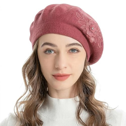 ZLYC Women's French Reversible Cashmere Beret Beret Hat