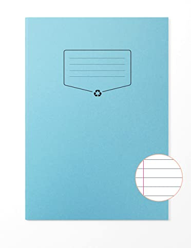 Silvine A4 Recycled Exercise Book - Lined With Margin (64 Pages) Light Blue [Pack of 10]