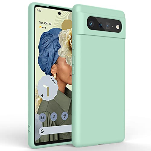 AK Kompatibel mit Google Pixel 6 Hülle, Silikon Handyhülle mit Microfiber Stoßfeste Schutzhülle Hülle für Google Pixel 6 (Hell Cyan)