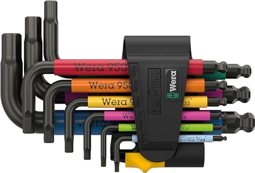 Wera 05022641001 950/9 Hex-Plus Multicolour Imperial 3 Winkelschlüsselsatz, zöllig, BlackLaser, 9-teilig