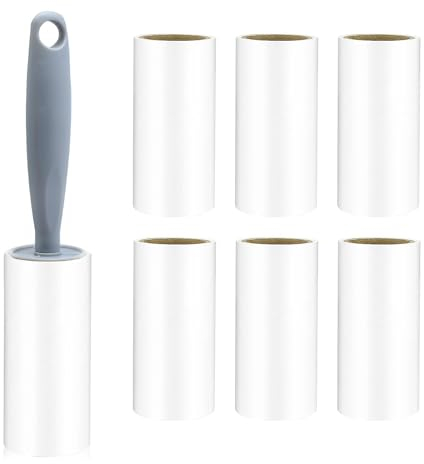 Rouleau Adhésif, Rouleau Adhesif Vetement, Cadeau de Noël, Rouleau de Peluche pour Poils d’Animaux Extra Collant, Rouleaux Collants pour Poils D’Animaux, avec 1 Pièces Poignées Durables (6 Pièces)