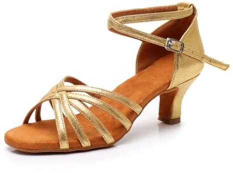 Lvguang Latinska dansskor för kvinnor 5 cm klackar latinamerikanska dansskor satin jazzskor dam Tango Bachata öppen tå skor 7 cm