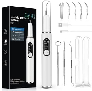 Wrischan Plaque Remover for Teeth, Pet Tooth Brushing Kit with LED Light, Electric Dog Teeth Cleaning Tools 5 Cleaning Mode, Dog Tarter Remover for Plaque Stain Removal, Rechargeable