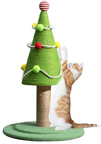 Tiragraffi per gatti con albero di Natale, Tiragraffi per gatti con albero di Natale, Gatto dei cartoni animati che gratta l'albero | Ornamenti estetici per l'albero, tiragraffi per gatti Sis