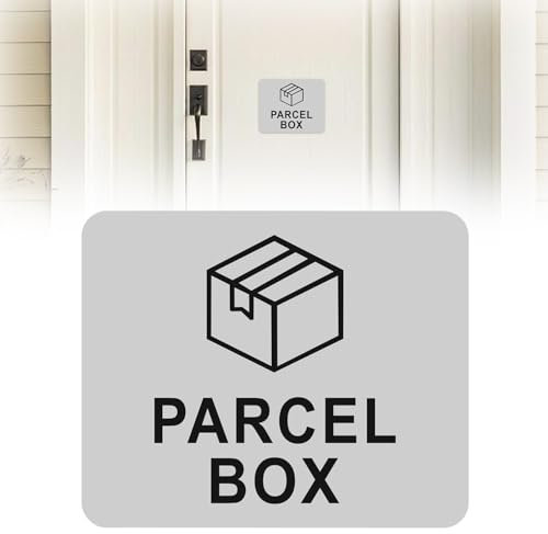 Letrero de Caja de Paquetes, Letrero Negro de Caja de Paquetes 11cm x 9cm Letrero Acrílico Autoadhesivo de Información para Un Lugar Seguro para Hacer Entregas Suelte Paquetes (Plateado)