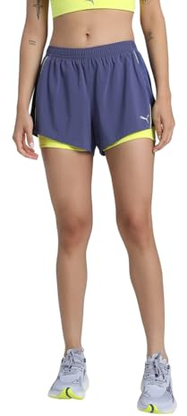 PUMA Pantalones cortos para correr Velocity 2 en 1 para mujer, Blue Crystal, L