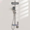 LANMOU Duchas de Baño Columna, 4 en 1 Columna Ducha con Grifo, Indicador Térmico + Luz, Cabezal Lluvia 30x20cm + Alcachofa 3 Modos, Altura Latón y Acero Inoxidable ＆ Ajustable 80-120cm, Gris